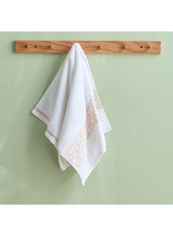 Home Box White Cotton Hand Towel with Gold Embroidery - Image 1